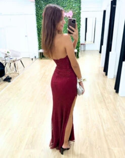 Amanda Corset Beaded Mesh Gown - Red -Curvy Charm Store 117