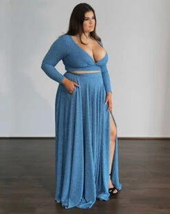 Alice Two Piece Metallic Jersey Gown - Sky Blue 12 Alice Two Piece Metallic Jersey Gown - Sky Blue -Curvy Charm Store 11B66A6B 3BC4 4464 AF2C CDDE17D94075 1 201 a