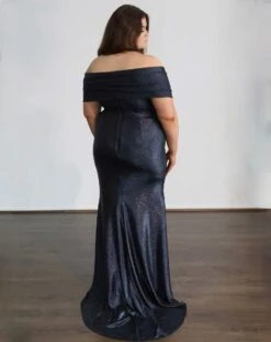 Forever Stretch Shimmer Gown - Midnight Navy -Curvy Charm Store 12DD1C87 5A40 43A2 A913 AD80FF68E330 1 201 a
