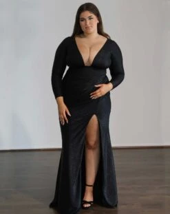 Chelsea Stretch Shimmer Gown - Black