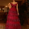 Maxine Layered Glitter Gown - Burgundy -Curvy Charm Store 1E524EE2 B58B 4FAA BDAE 6444FFB18F26 1 201 a