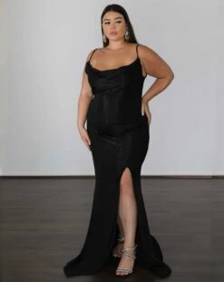 Issy Stretch Shimmer Gown - Midnight Navy -Curvy Charm Store 1F2077A9 44D3 456E B8A0 71A69D31EBD7 1 201 a