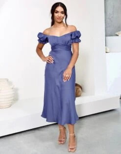 Masie Midi Dress - Steel Blue -Curvy Charm Store 1N3A3698 1