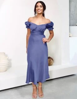 Masie Midi Dress - Steel Blue -Curvy Charm Store 1N3A3704 1