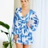 Monique Mini Dress - Blue Print -Curvy Charm Store 1N3A3895 ef11ca58 e96a 4620 89f0 89153f59406c