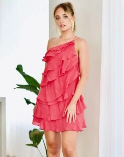 Tara Ruffle Mini Dress - Watermelon 14 Tara Ruffle Mini Dress - Watermelon -Curvy Charm Store 1N3A4051 6298acf9 d04c 4192 8361 3416f3ed9411