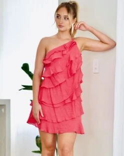 Tara Ruffle Mini Dress - Watermelon 17 Tara Ruffle Mini Dress - Watermelon -Curvy Charm Store 1N3A4058 d101c46a b223 4d94 8f2b 7eaa2d48c879