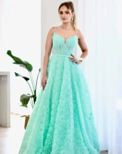 Elodie Floral Gown - Mint -Curvy Charm Store 1N3A4385