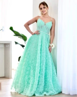 Elodie Floral Gown - Mint