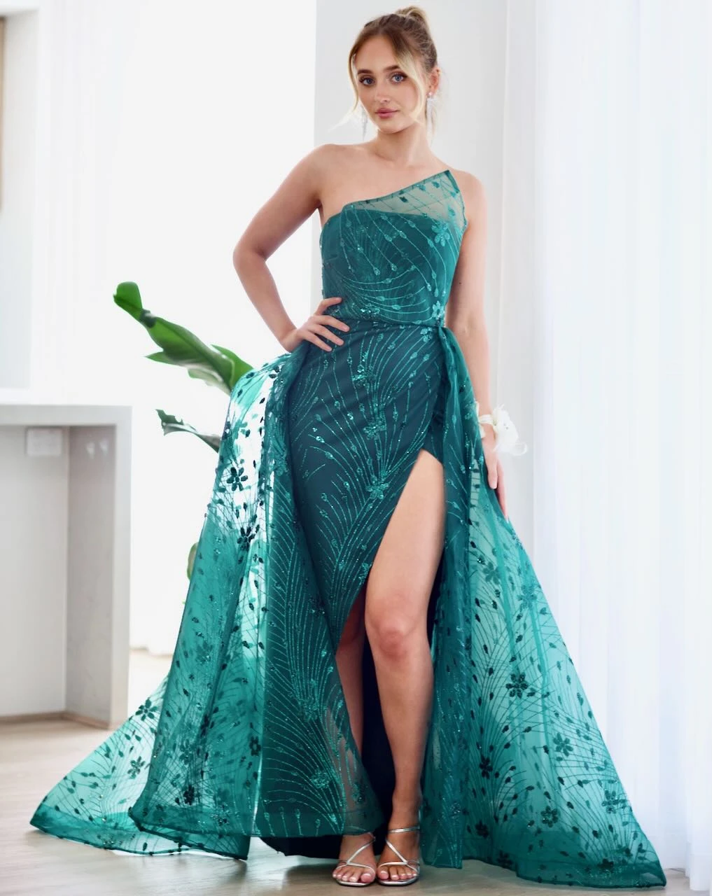 Juliette Strapless Glitter Gown - Emerald 4 Juliette Strapless Glitter Gown - Emerald - Image 2