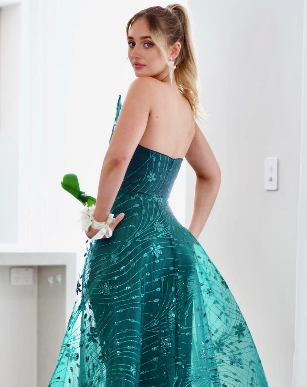 Juliette Strapless Glitter Gown - Emerald 9 Juliette Strapless Glitter Gown - Emerald - Image 7