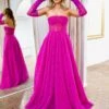Helena Strapless Lace Gown - Magenta