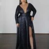 Kylie Stretch Shimmer Gown - Midnight Navy 1 Kylie Stretch Shimmer Gown - Midnight Navy -Curvy Charm Store 2375F386 8AD1 4D80 A30E 7DCA1B35019D 1 201 a