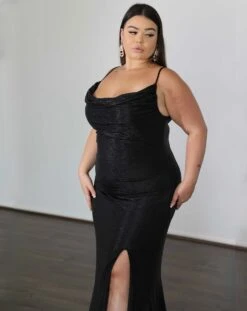 Issy Stretch Shimmer Gown - Midnight Navy -Curvy Charm Store 3B13FF4C 5F46 43DD 9AE5 1358F4DAFC3F 1 201 a