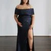 Forever Stretch Shimmer Gown - Midnight Navy -Curvy Charm Store 4B793A3C 21A9 414E ABA7 E2E2EC341F9F 1 201 a