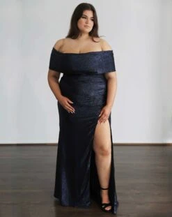 Forever Stretch Shimmer Gown - Midnight Navy