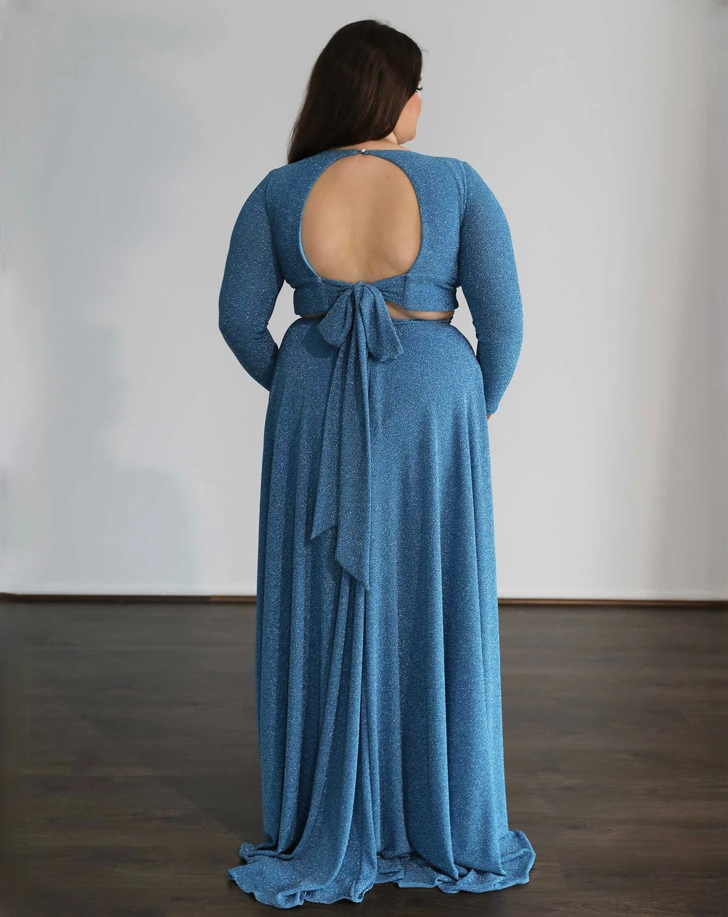 Alice Two Piece Metallic Jersey Gown - Sky Blue 4 Alice Two Piece Metallic Jersey Gown - Sky Blue - Image 2