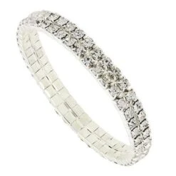 Tamika 2 Row Diamante Bracelet - Silver