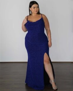 Issy Metallic Jersey Gown - Sapphire -Curvy Charm Store 637778F3 DE75 47D3 9DB2 C46B1A12C30A 1 201 a