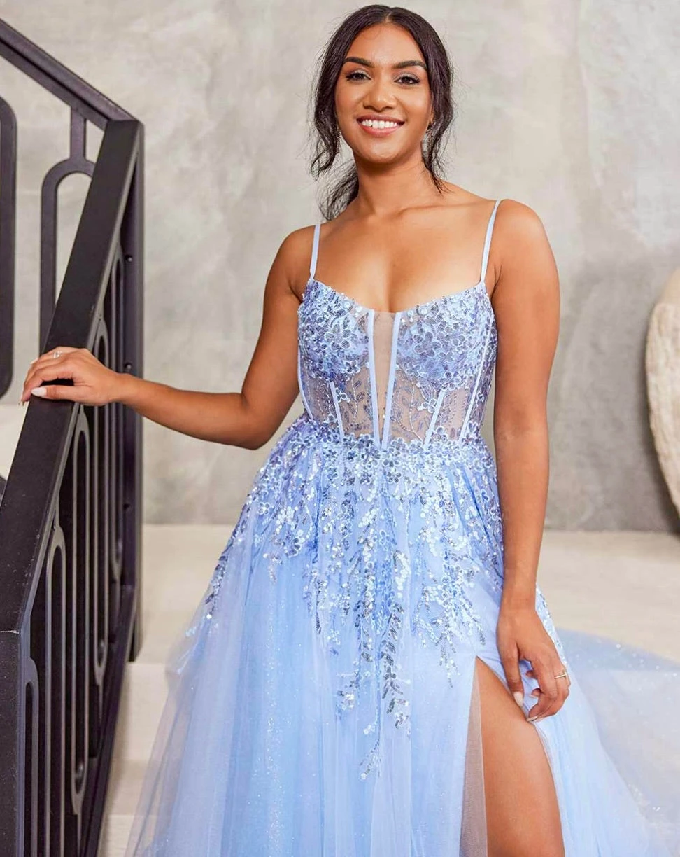 Iris Corset Lace Gown - Icy Blue 8 Iris Corset Lace Gown - Icy Blue - Image 6