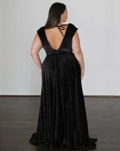 Sabrina Glittery Velvet Gown - Black Glitter -Curvy Charm Store 74E4A487 3965 4E96 9A6B 4CA3B221652F 1 201 a 421e3d26 08e0 4c13 8e63 8a34c5ddfd70