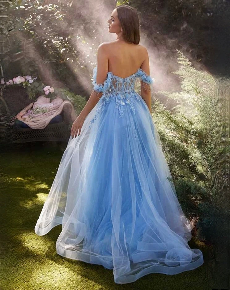 Nathalia Off Shoulder Corset Gown - Paris Blue 8 Nathalia Off Shoulder Corset Gown - Paris Blue - Image 6