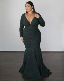 Ashley Metallic Jersey Gown - Forest -Curvy Charm Store 79F5675D E9F7 4D06 B2B2 9FC30B547BFA 1 201 a