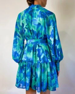 Ellie Chiffon Mini Dress - Green/Blue Print -Curvy Charm Store 7AF67566 4837 4483 A8C5 5FB9726D11F8 1 201 a