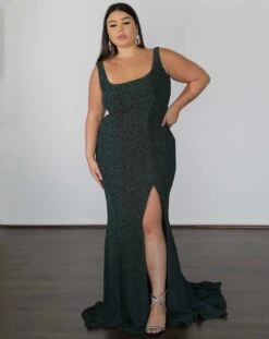 Lana Metallic Jersey Gown - Forest