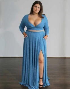 Alice Two Piece Metallic Jersey Gown - Sky Blue 11 Alice Two Piece Metallic Jersey Gown - Sky Blue -Curvy Charm Store 8E999F94 37D2 4BA8 8E06 1301CD7CBBEA 1 201 a
