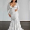 Ashley Stretch Shimmer Gown - Crystal White -Curvy Charm Store 9A3297A5 C40F 46F7 943C F403F0902BF2 1 201 a