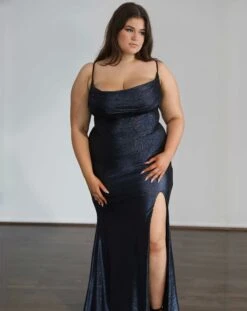 Issy Stretch Shimmer Gown - Midnight Navy -Curvy Charm Store 9AD749F6 2CD3 4158 87A7 E09191E9BA64 1 201 a