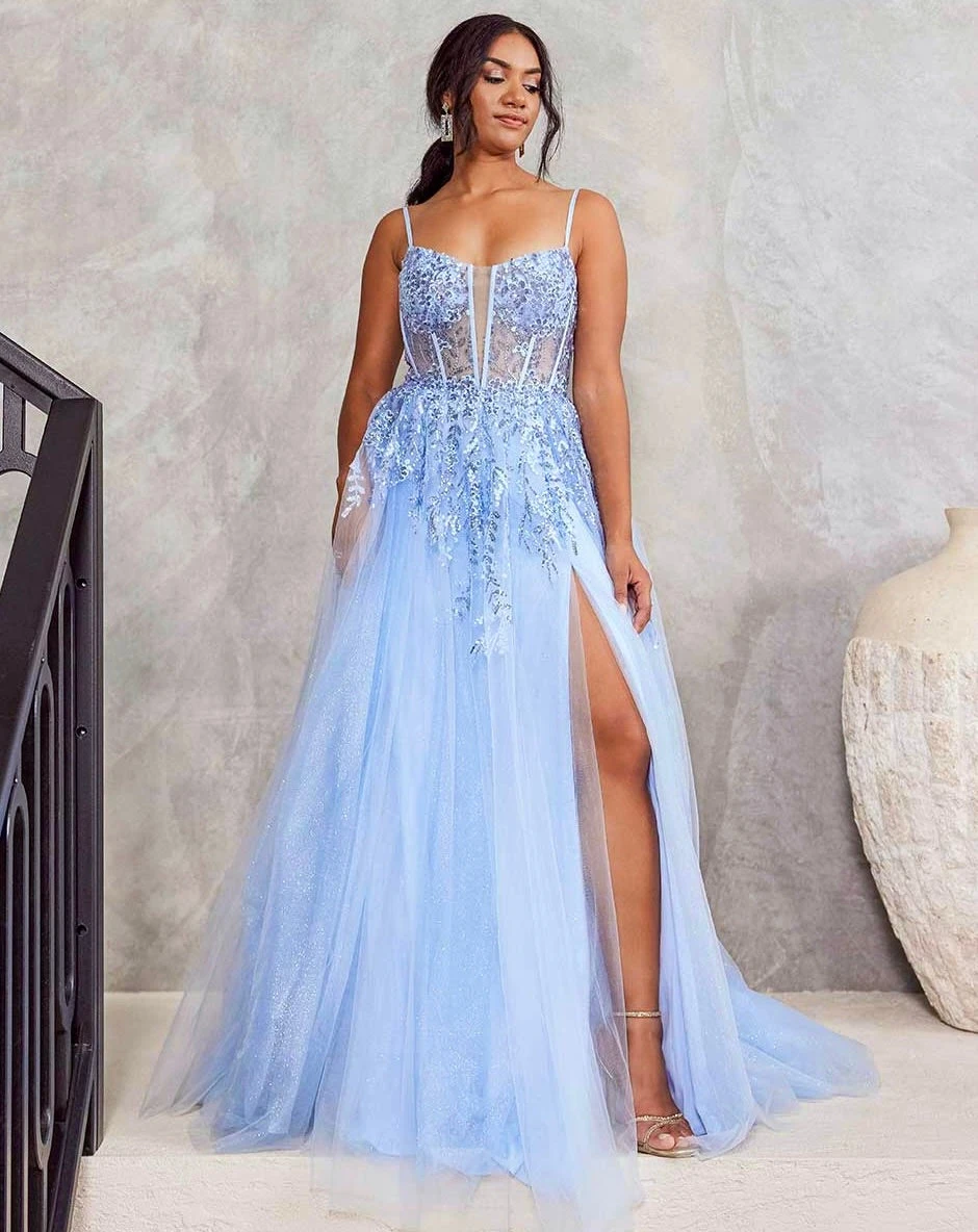 Iris Corset Lace Gown - Icy Blue 4 Iris Corset Lace Gown - Icy Blue - Image 2