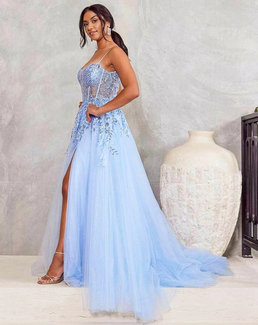 Iris Corset Lace Gown - Icy Blue 6 Iris Corset Lace Gown - Icy Blue - Image 4