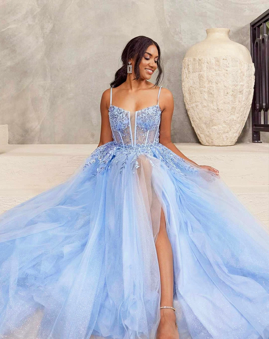 Iris Corset Lace Gown - Icy Blue 3 Iris Corset Lace Gown - Icy Blue