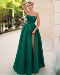 Adelina Strapless Corset Gown - Emerald