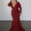 Ashley Metallic Jersey Gown - Flame 1 Ashley Metallic Jersey Gown - Flame -Curvy Charm Store ASHELYMETALLIC.FLAME