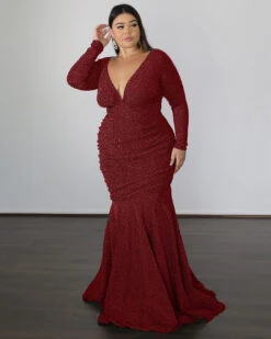 Ashley Metallic Jersey Gown - Flame
