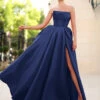 Adelina Strapless Corset Gown - Navy