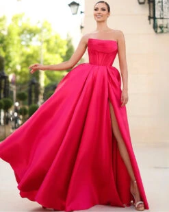 Adelina Strapless Corset Gown - Ruby -Curvy Charm Store Adelina.ruby .front