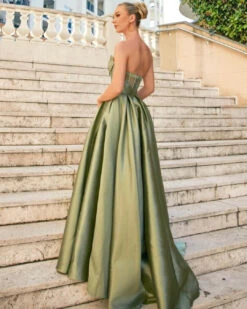 Adelina Strapless Corset Gown - Olive