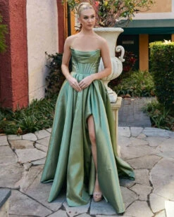 Adelina Strapless Corset Gown - Olive 7 Adelina Strapless Corset Gown - Olive -Curvy Charm Store Adelina.sage .front .1