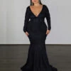 Ashley Stretch Shimmer Gown - Black -Curvy Charm Store Ashley Black