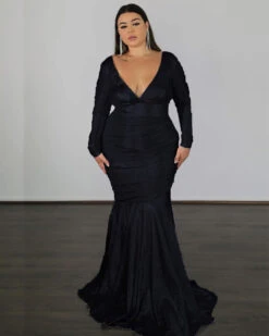 Ashley Stretch Shimmer Gown - Black
