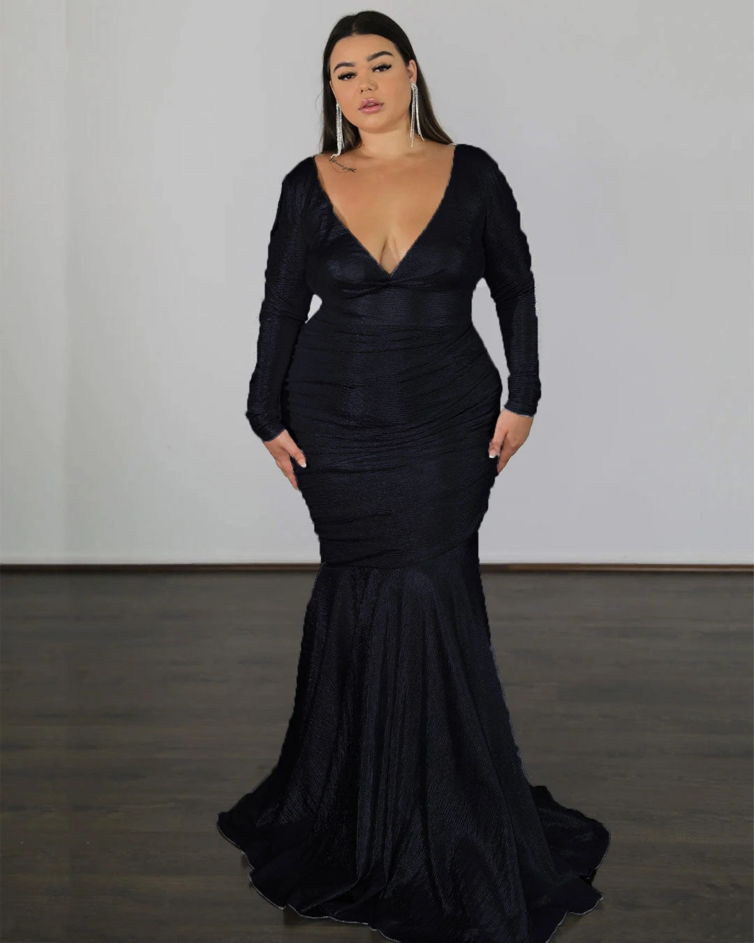 Ashley Stretch Shimmer Gown - Black 3 Ashley Stretch Shimmer Gown - Black