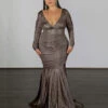 Ashley Stretch Shimmer Gown - Copper -Curvy Charm Store Ashley Copper