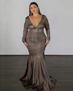 Ashley Stretch Shimmer Gown - Copper