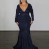 Ashley Stretch Shimmer Gown - Midnight Navy -Curvy Charm Store Ashley Midnight Navy
