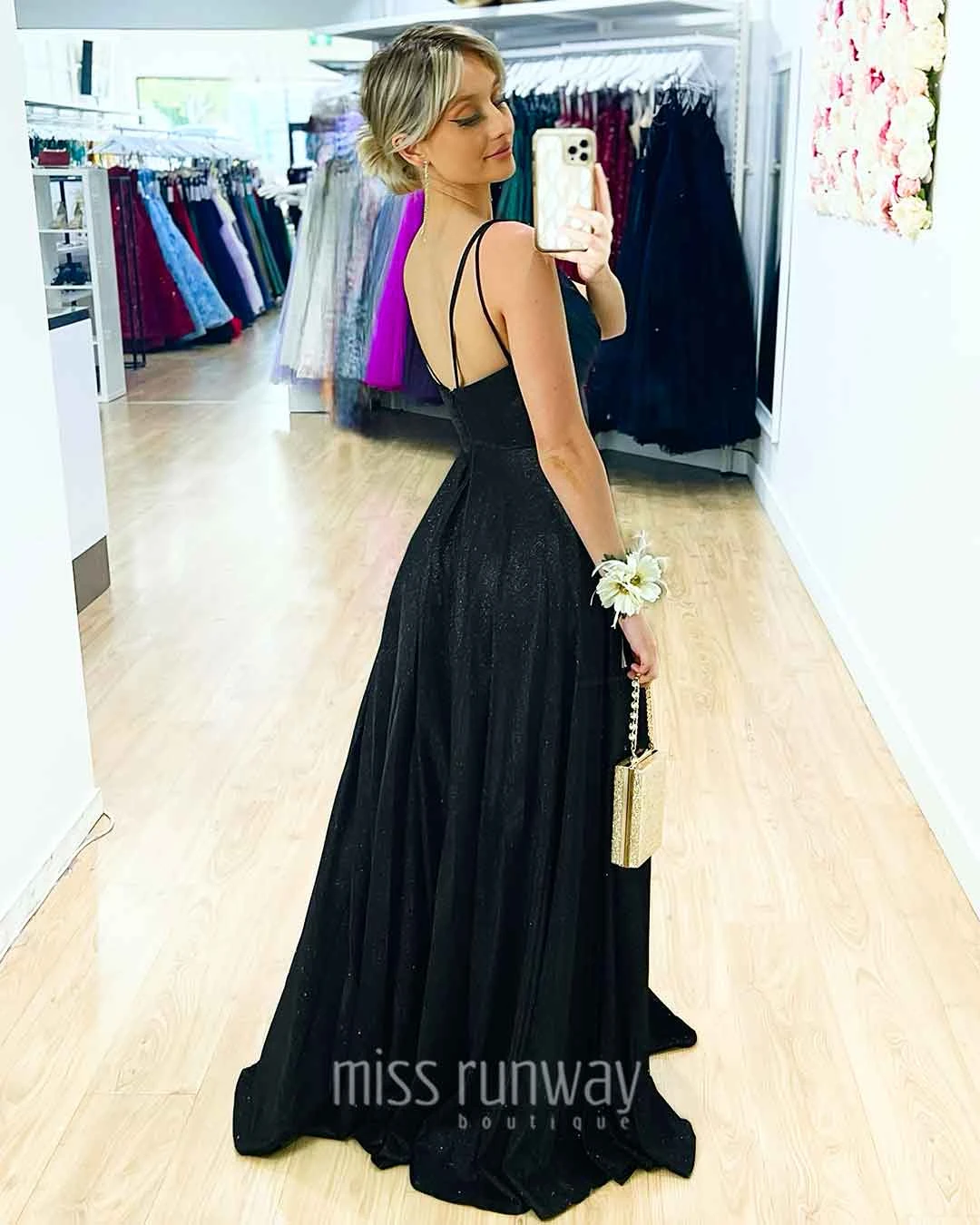 Ava Glitter Gown - Black 4 Ava Glitter Gown - Black - Image 2