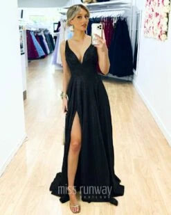 Ava Glitter Gown - Black